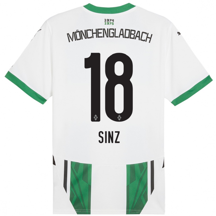 Men Football Michelle Sinz #18 White Green Home Jersey 2024/25 T-Shirt Uk