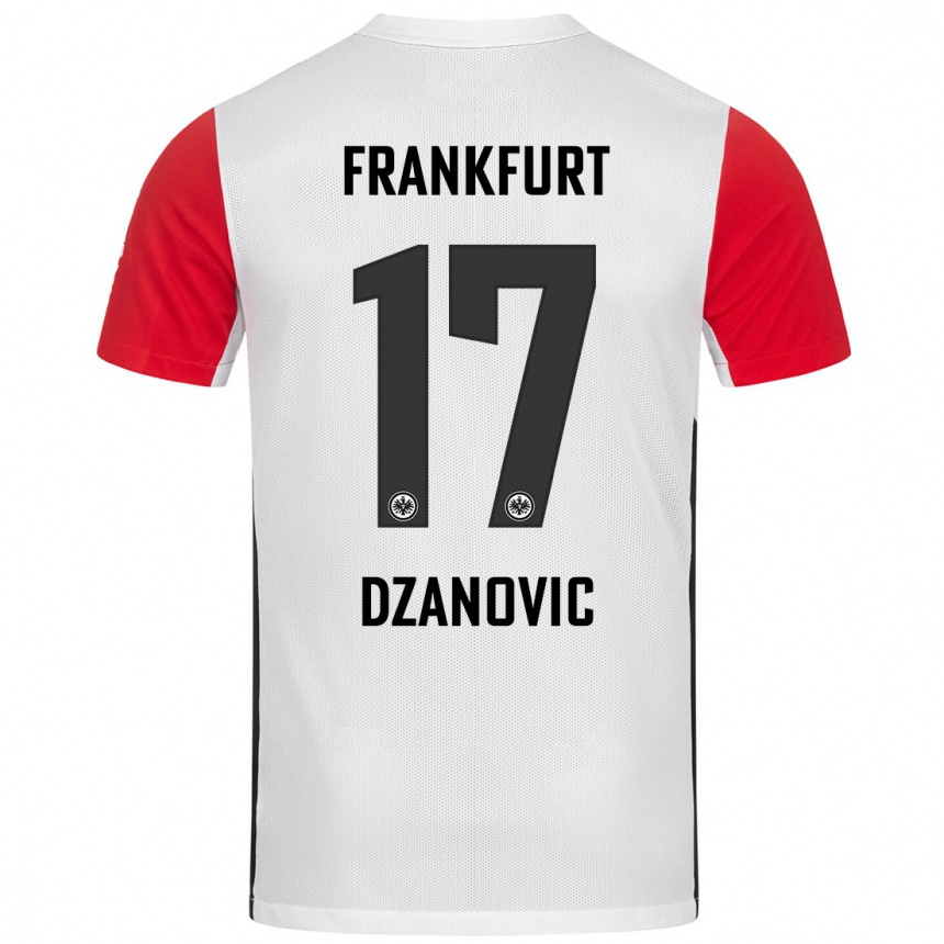 Men Football Benjamin Dzanovic #17 White Red Home Jersey 2024/25 T-Shirt Uk