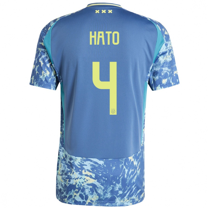 Men Football Jorrel Hato #4 Grey Blue Yellow Away Jersey 2024/25 T-Shirt Uk