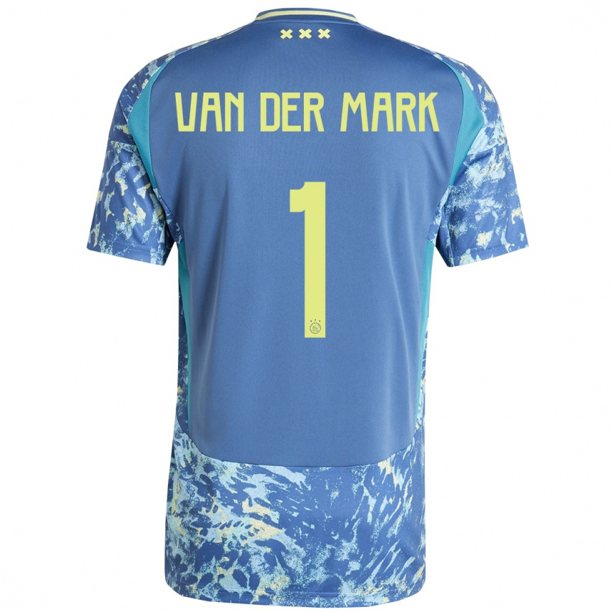 Men Football Jesper Van Der Mark #1 Grey Blue Yellow Away Jersey 2024/25 T-Shirt Uk