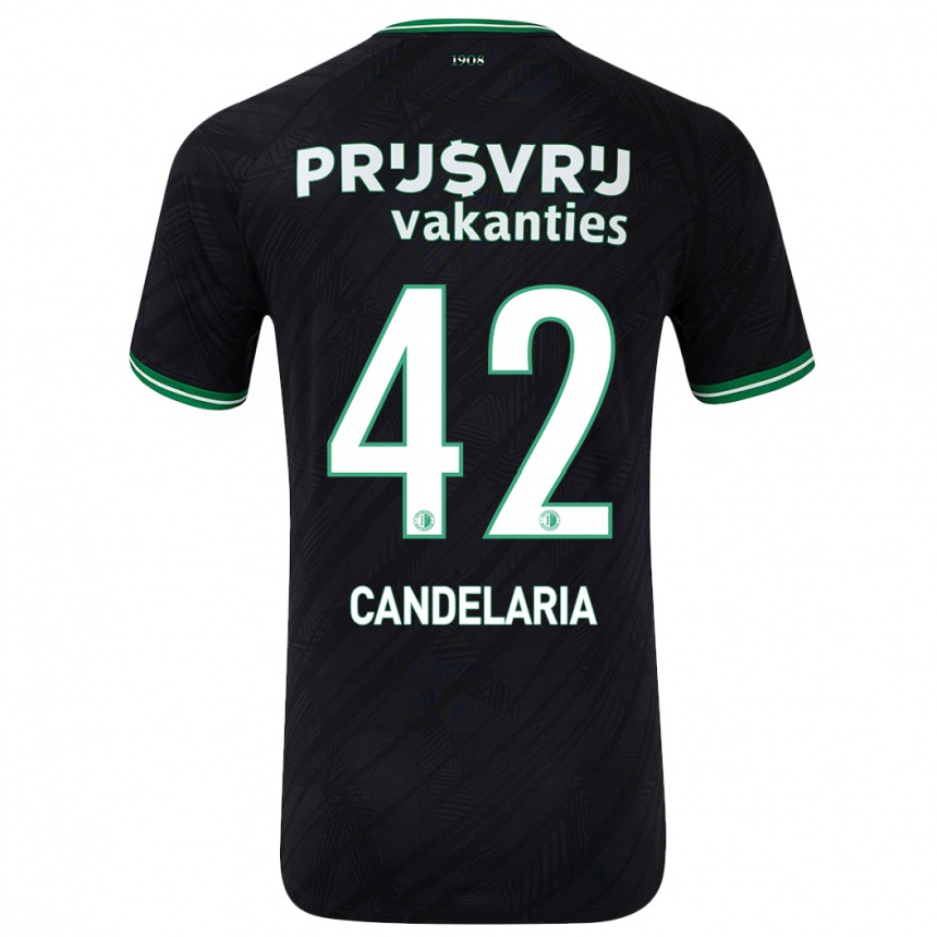 Men Football Jayden Candelaria #42 Black Green Away Jersey 2024/25 T-Shirt Uk