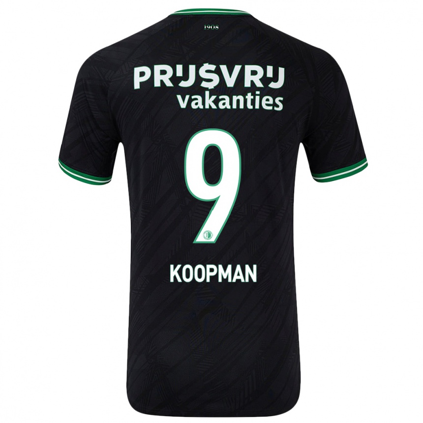 Men Football Sanne Koopman #9 Black Green Away Jersey 2024/25 T-Shirt Uk