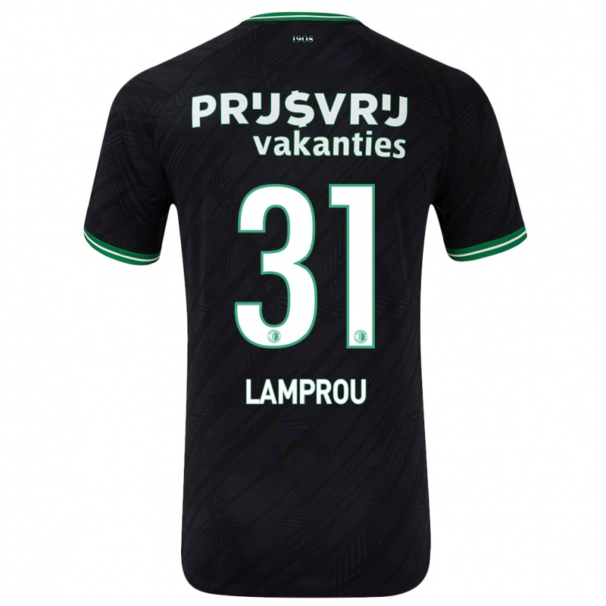 Men Football Kostas Lamprou #31 Black Green Away Jersey 2024/25 T-Shirt Uk