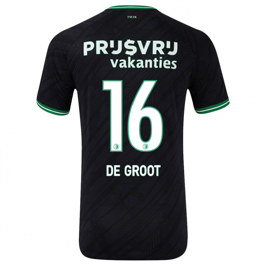 Men Football Jasmijn De Groot #16 Black Green Away Jersey 2024/25 T-Shirt Uk