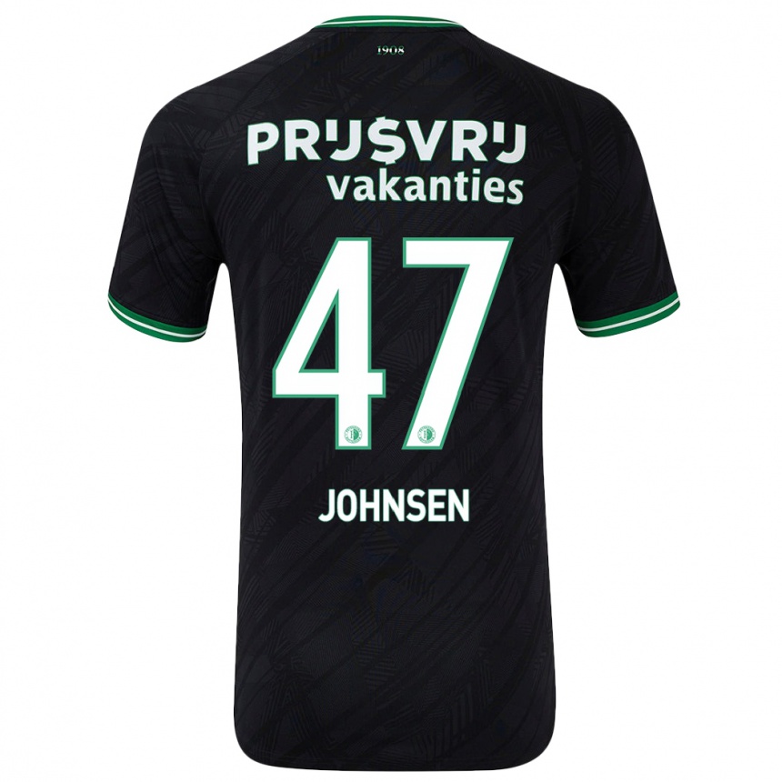 Men Football Mikael Torset Johnsen #47 Black Green Away Jersey 2024/25 T-Shirt Uk