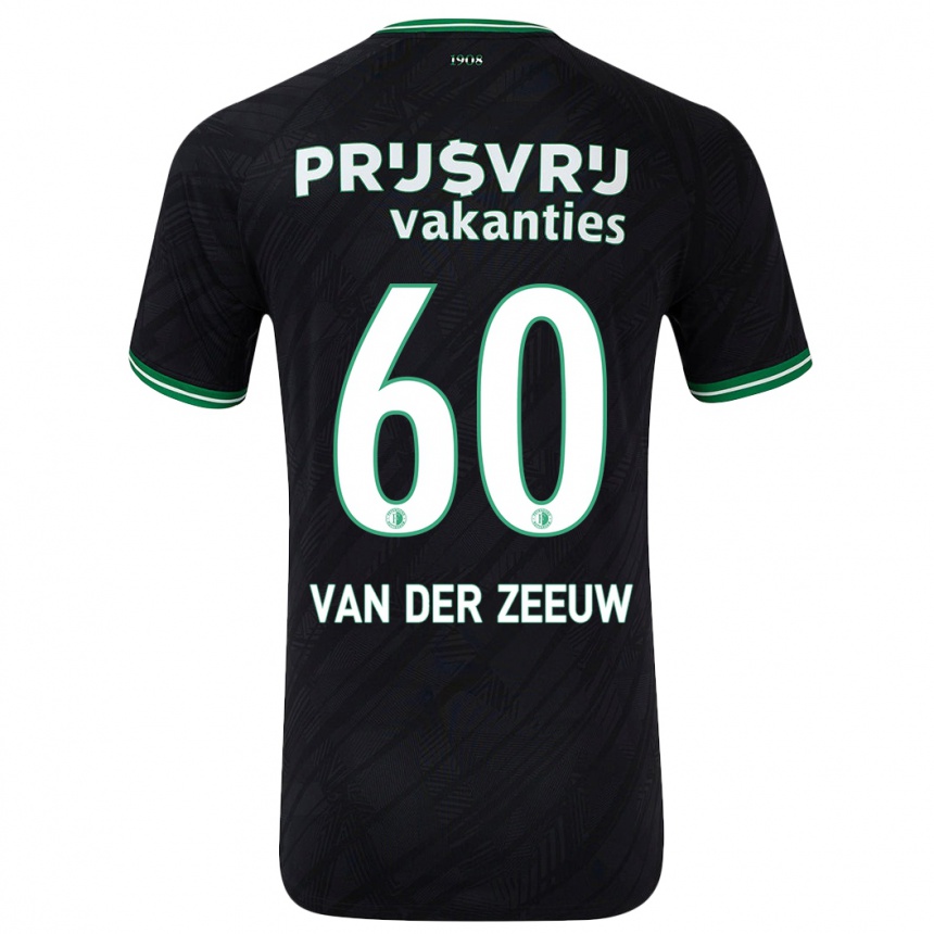 Men Football Twan Van Der Zeeuw #60 Black Green Away Jersey 2024/25 T-Shirt Uk