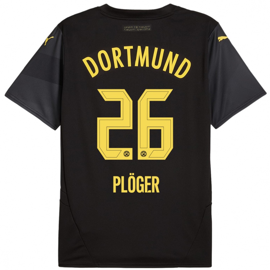 Men Football Dustin Plöger #26 Black Yellow Away Jersey 2024/25 T-Shirt Uk