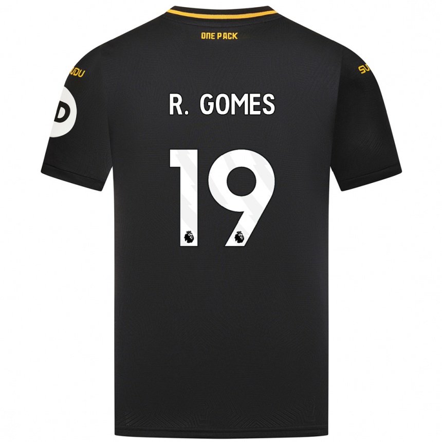 Men Football Rodrigo Gomes #19 Black Away Jersey 2024/25 T-Shirt Uk