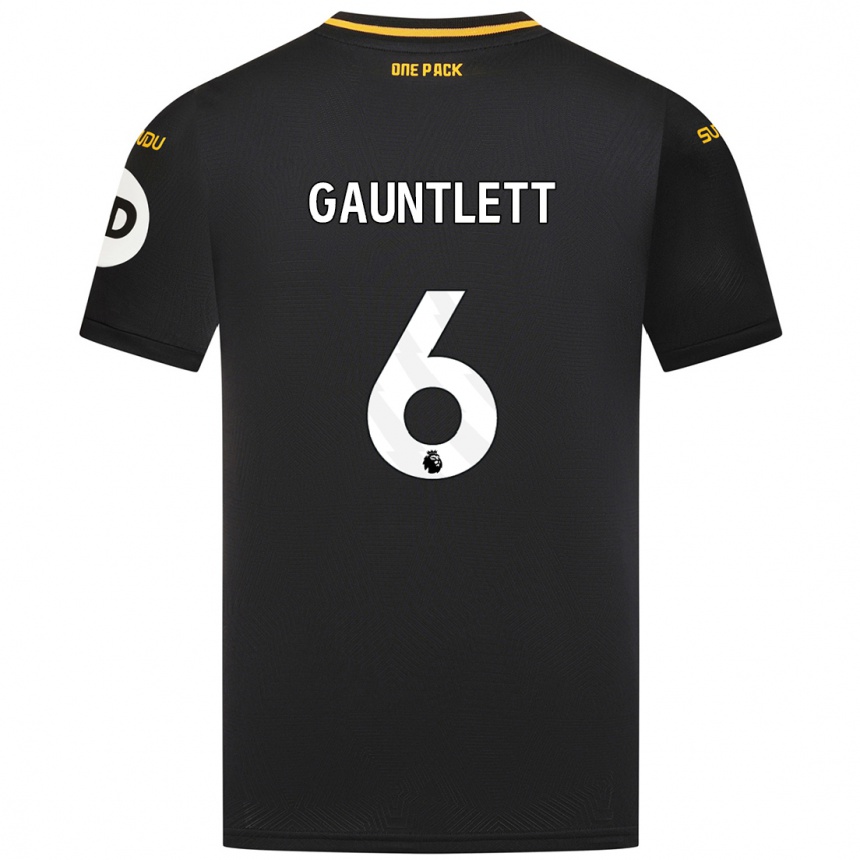 Men Football Maz Gauntlett #6 Black Away Jersey 2024/25 T-Shirt Uk