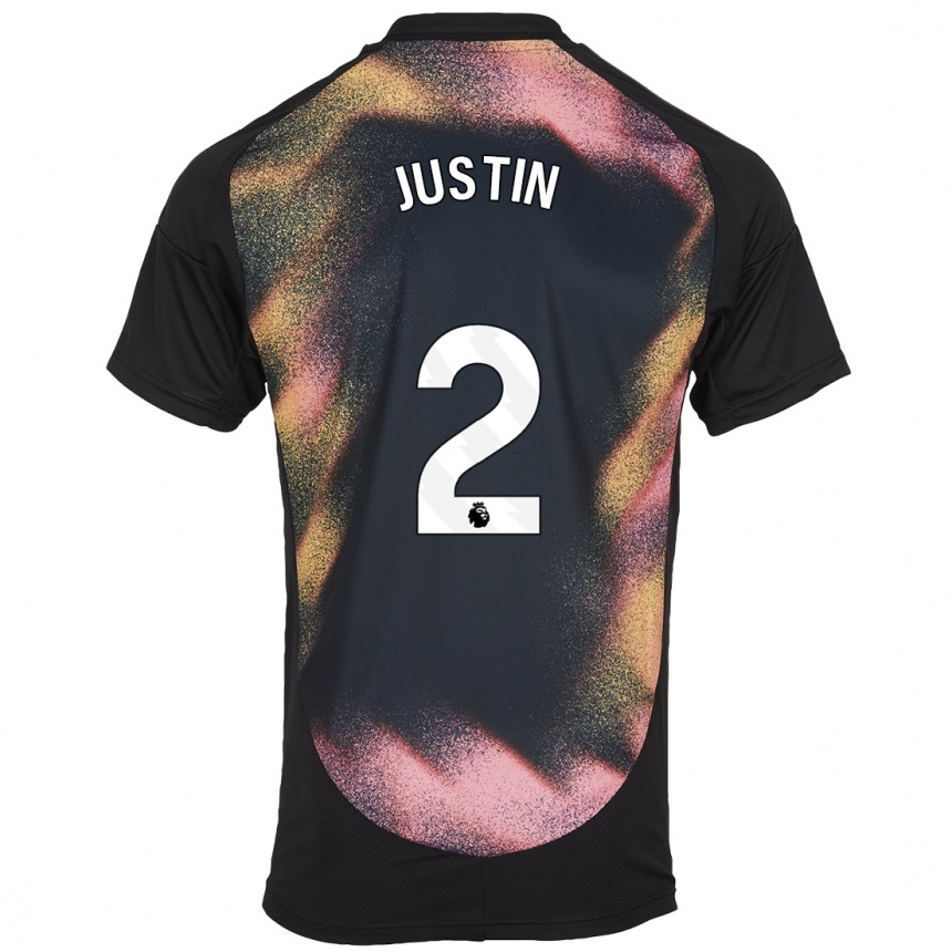 Men Football James Justin #2 Black White Away Jersey 2024/25 T-Shirt Uk