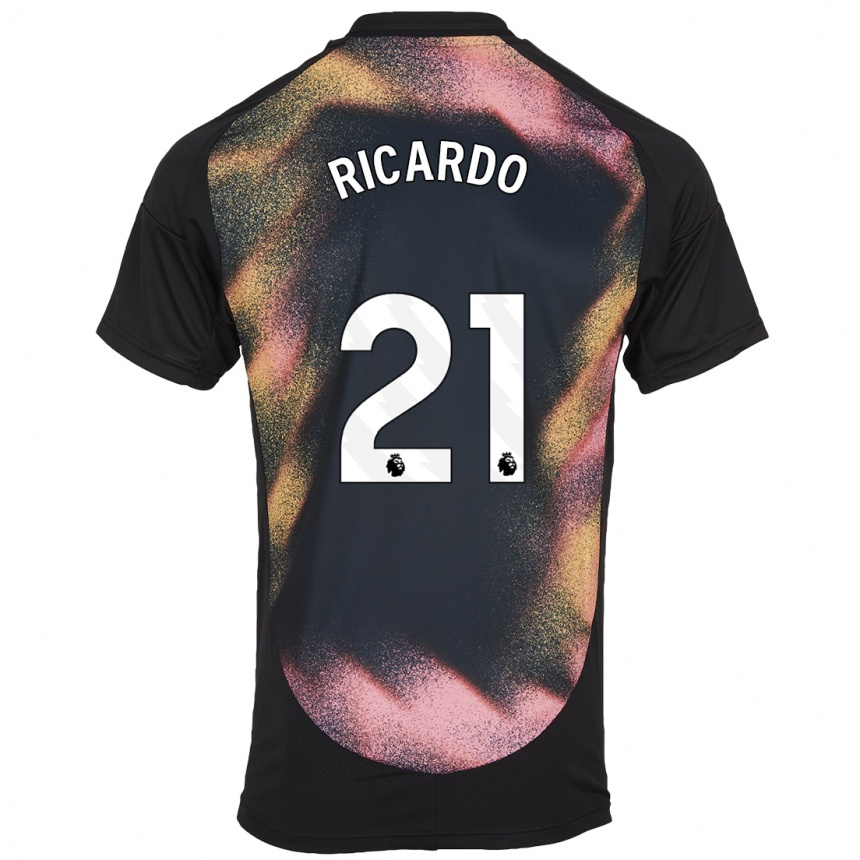 Men Football Ricardo Pereira #21 Black White Away Jersey 2024/25 T-Shirt Uk