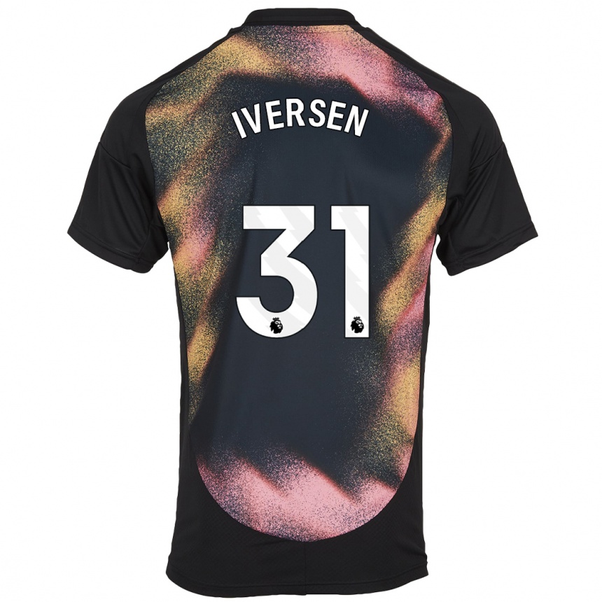 Men Football Daniel Iversen #31 Black White Away Jersey 2024/25 T-Shirt Uk