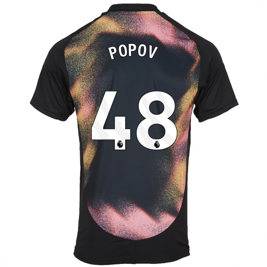 Men Football Chris Popov #48 Black White Away Jersey 2024/25 T-Shirt Uk