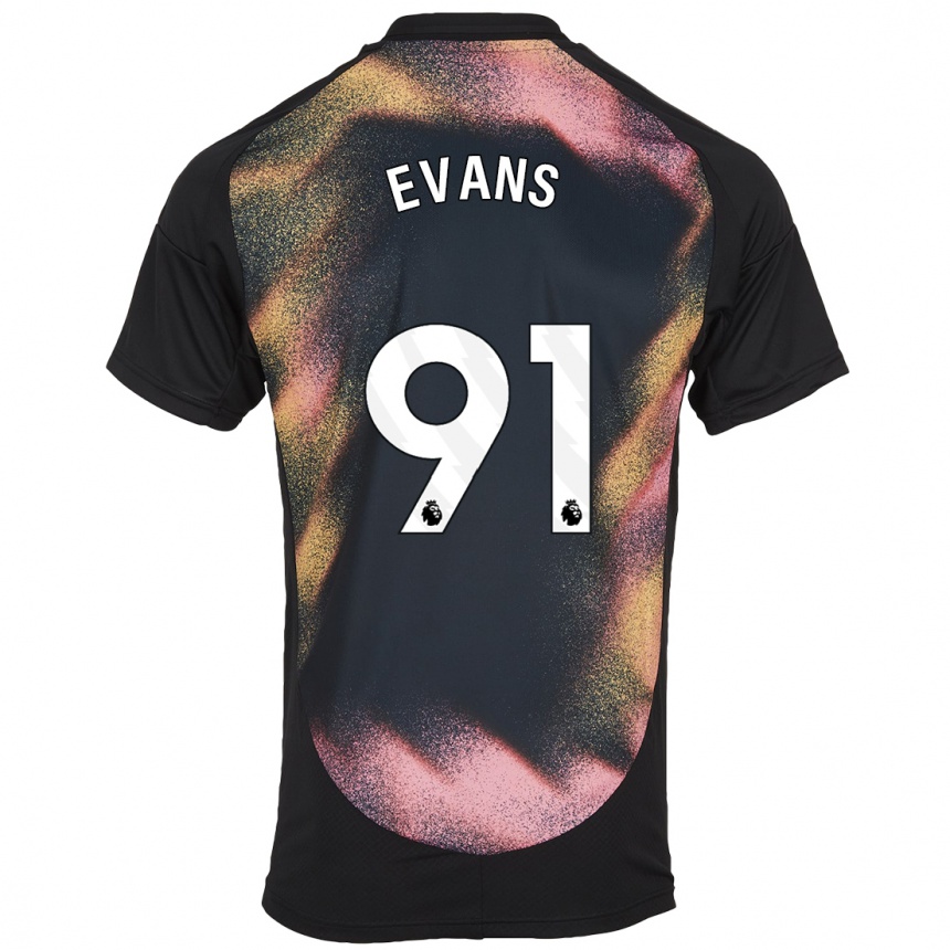 Men Football Jake Evans #91 Black White Away Jersey 2024/25 T-Shirt Uk