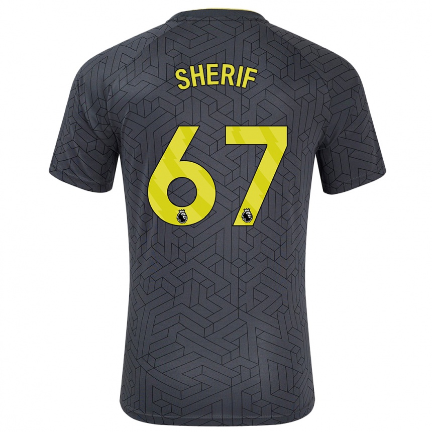 Men Football Martin Sherif #67 Black Yellow Away Jersey 2024/25 T-Shirt Uk