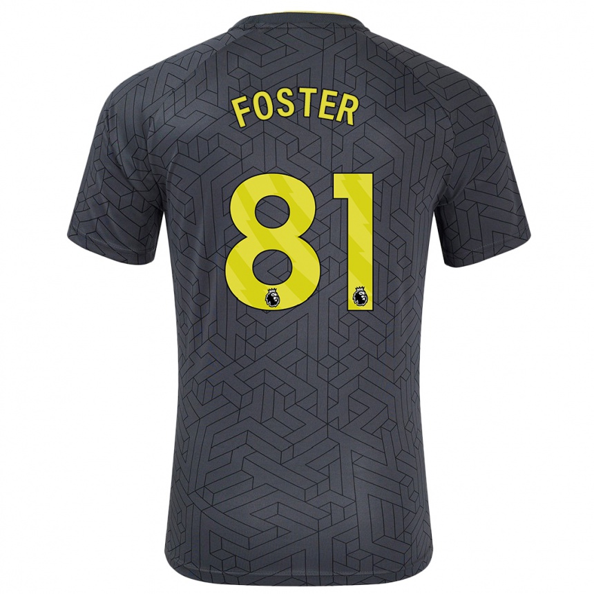 Men Football Harvey Foster #81 Black Yellow Away Jersey 2024/25 T-Shirt Uk