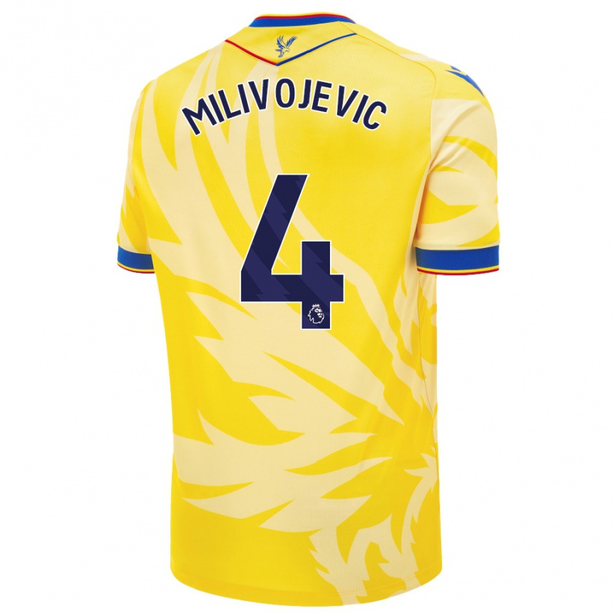 Men Football Luka Milivojevic #4 Yellow Away Jersey 2024/25 T-Shirt Uk