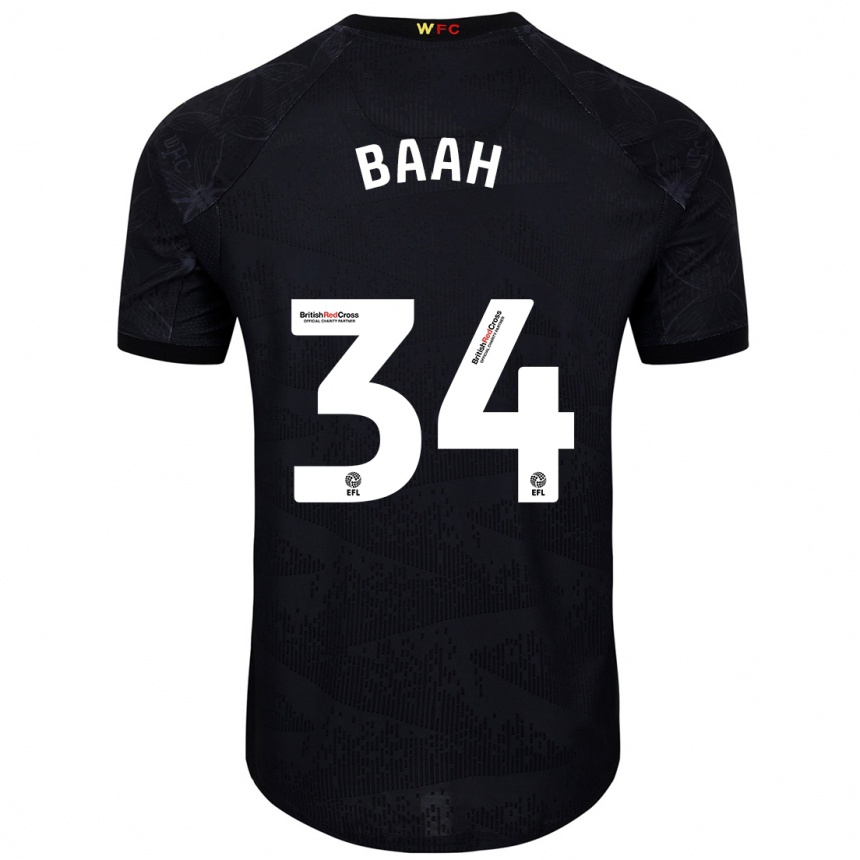 Men Football Kwadwo Baah #34 Black White Away Jersey 2024/25 T-Shirt Uk