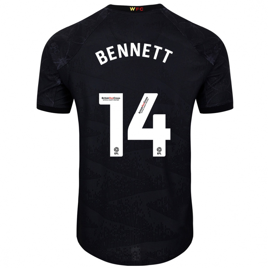 Men Football Harley Bennett #14 Black White Away Jersey 2024/25 T-Shirt Uk