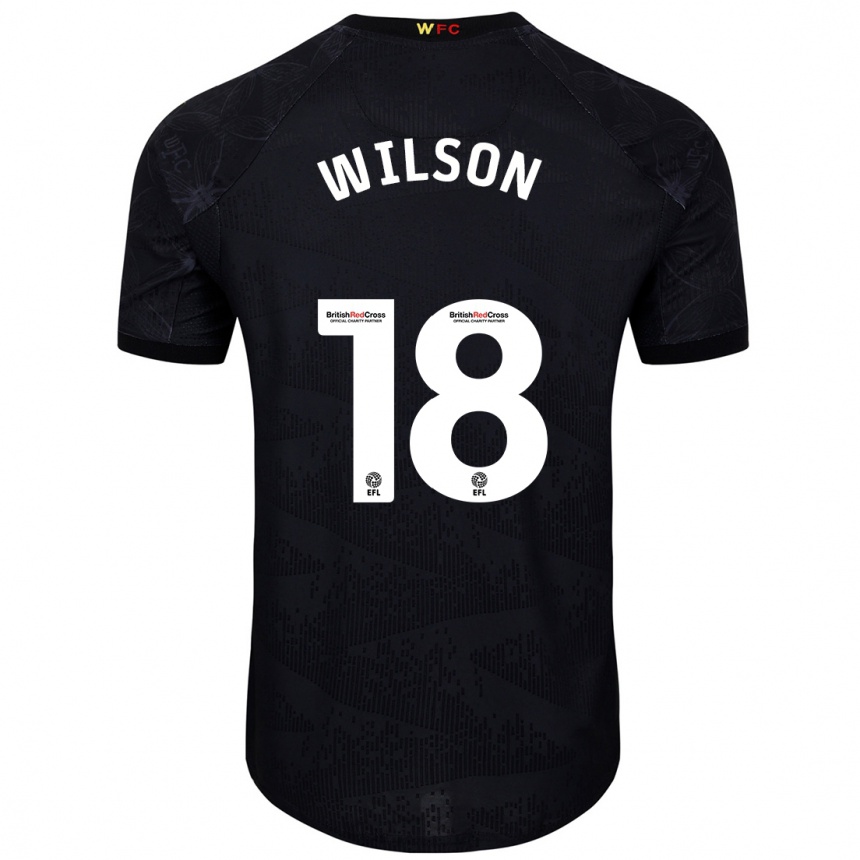 Men Football Poppy Wilson #18 Black White Away Jersey 2024/25 T-Shirt Uk