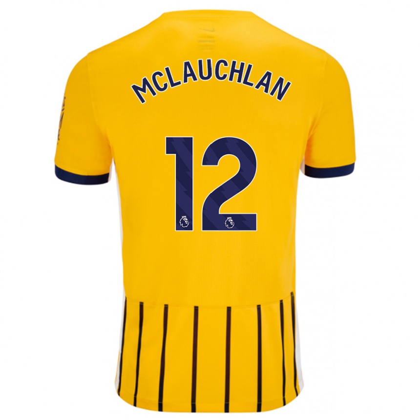 Men Football Rachel Mclauchlan #12 Gold Blue Pinstripes Away Jersey 2024/25 T-Shirt Uk