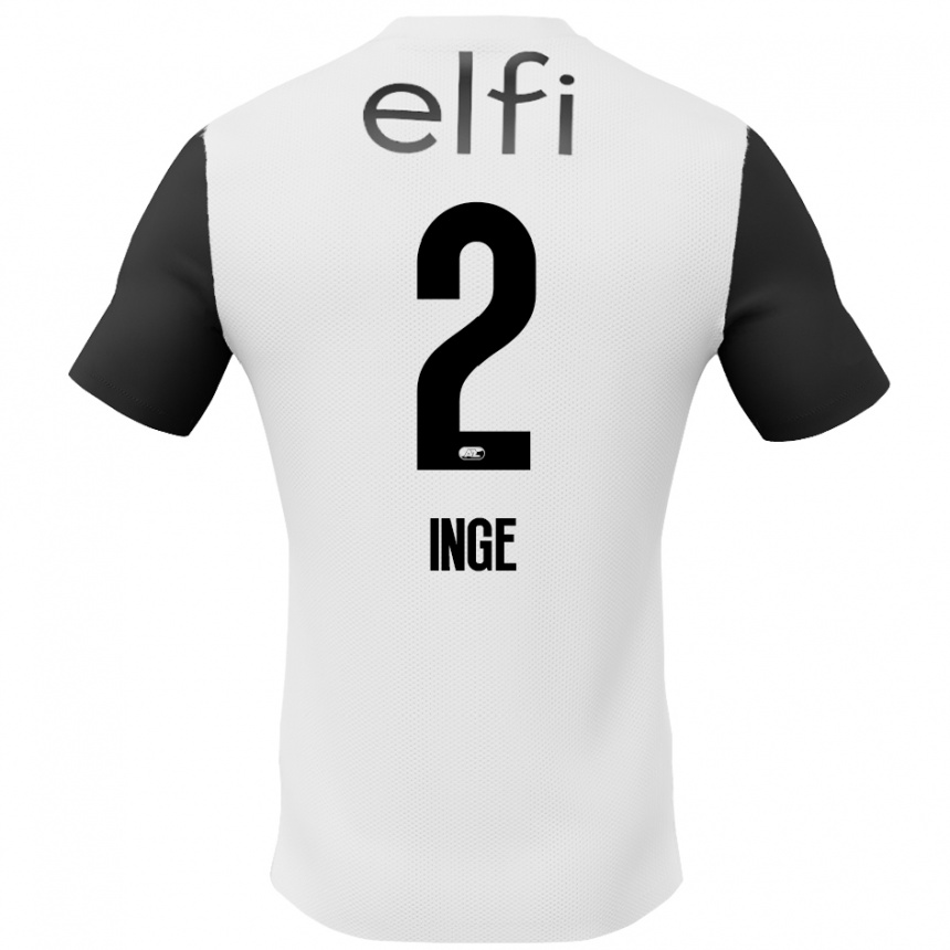 Men Football Kiani Inge #2 White Black Away Jersey 2024/25 T-Shirt Uk