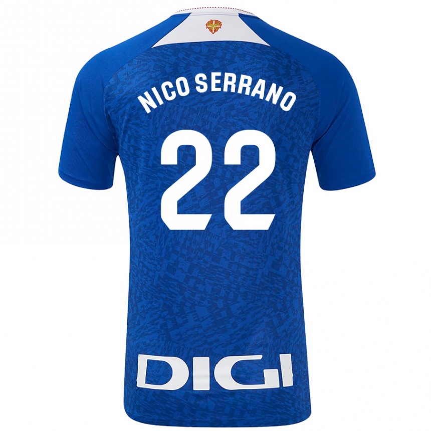 Men Football Nico Serrano #22 Royal Blue Away Jersey 2024/25 T-Shirt Uk