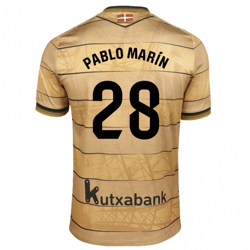 Men Football Pablo Marín #28 Brown Away Jersey 2024/25 T-Shirt Uk