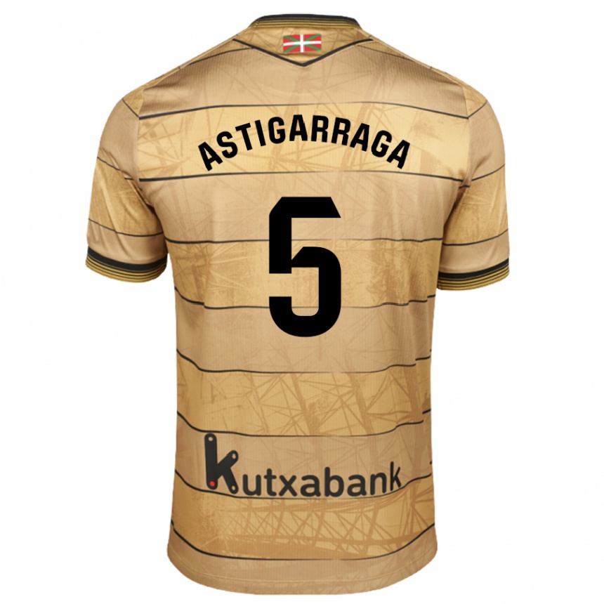 Men Football Eneko Astigarraga #5 Brown Away Jersey 2024/25 T-Shirt Uk