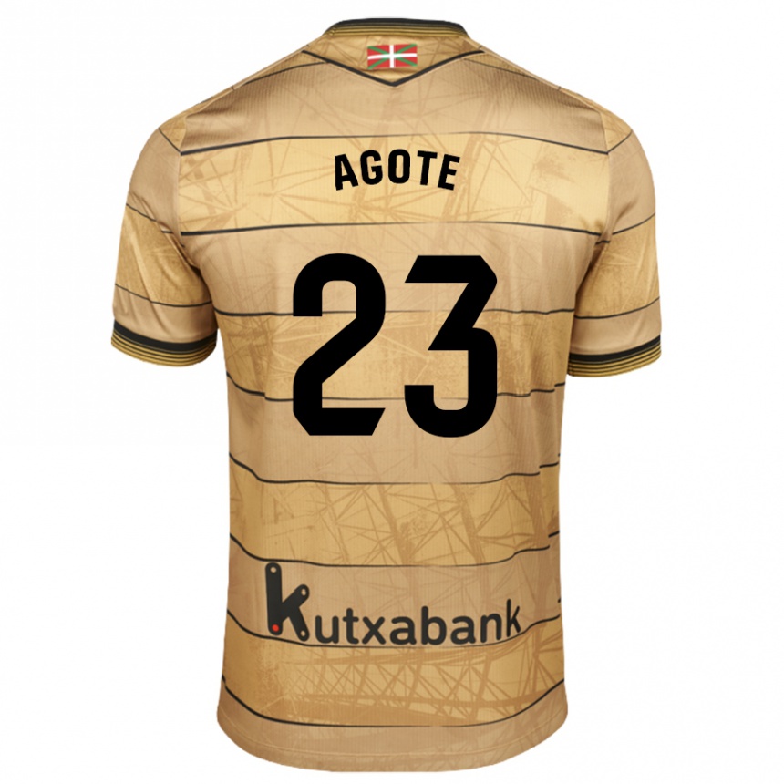 Men Football Unax Agote #23 Brown Away Jersey 2024/25 T-Shirt Uk