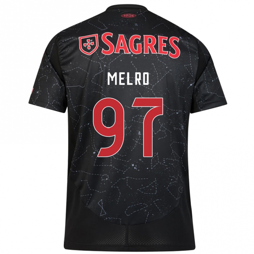 Men Football José Melro #97 Black Red Away Jersey 2024/25 T-Shirt Uk