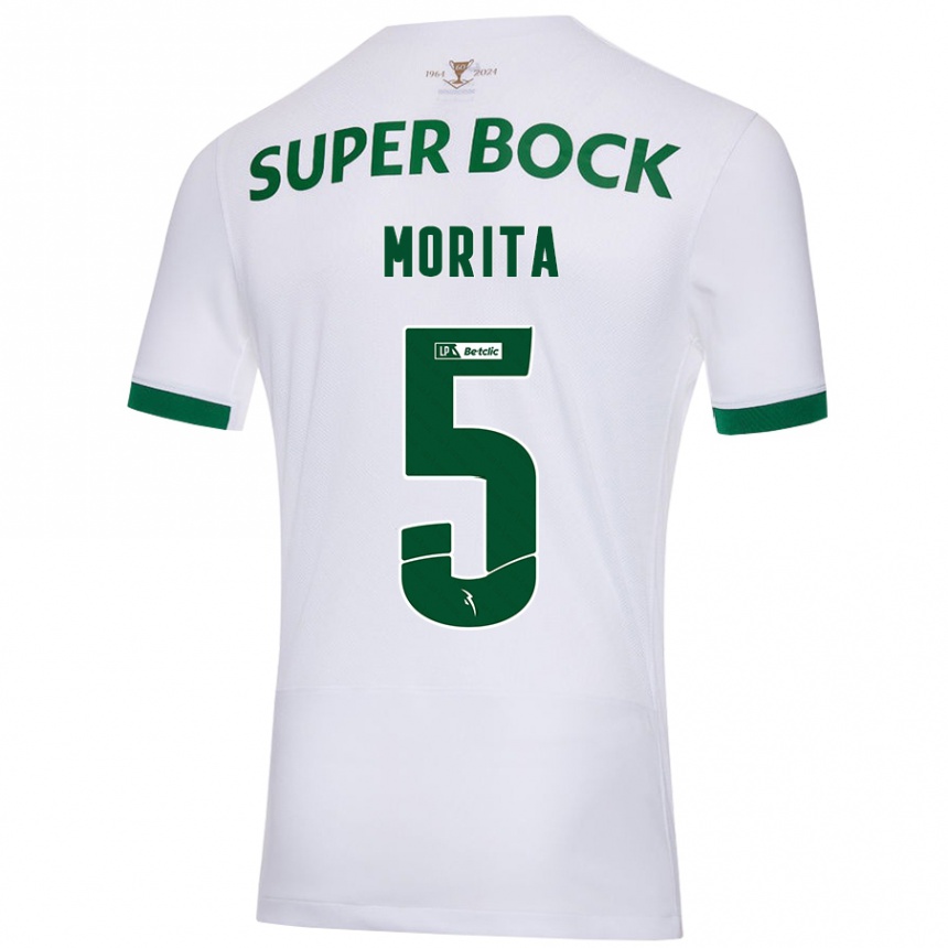 Men Football Hidemasa Morita #5 White Green Away Jersey 2024/25 T-Shirt Uk