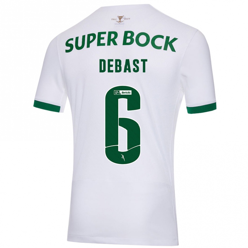 Men Football Zeno Debast #6 White Green Away Jersey 2024/25 T-Shirt Uk