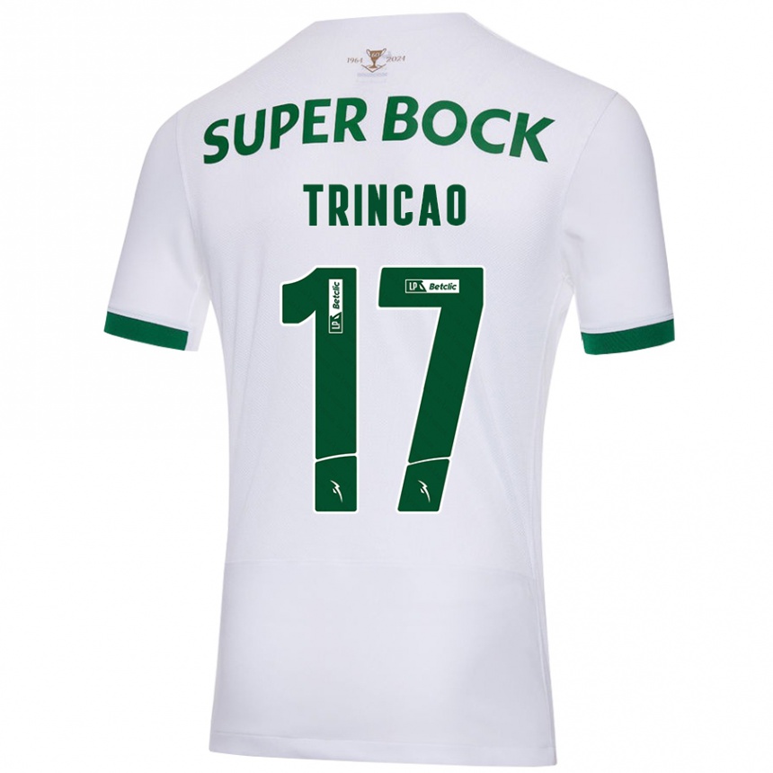 Men Football Trincão #17 White Green Away Jersey 2024/25 T-Shirt Uk