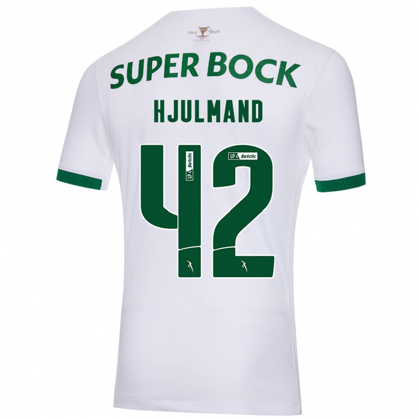 Men Football Morten Hjulmand #42 White Green Away Jersey 2024/25 T-Shirt Uk