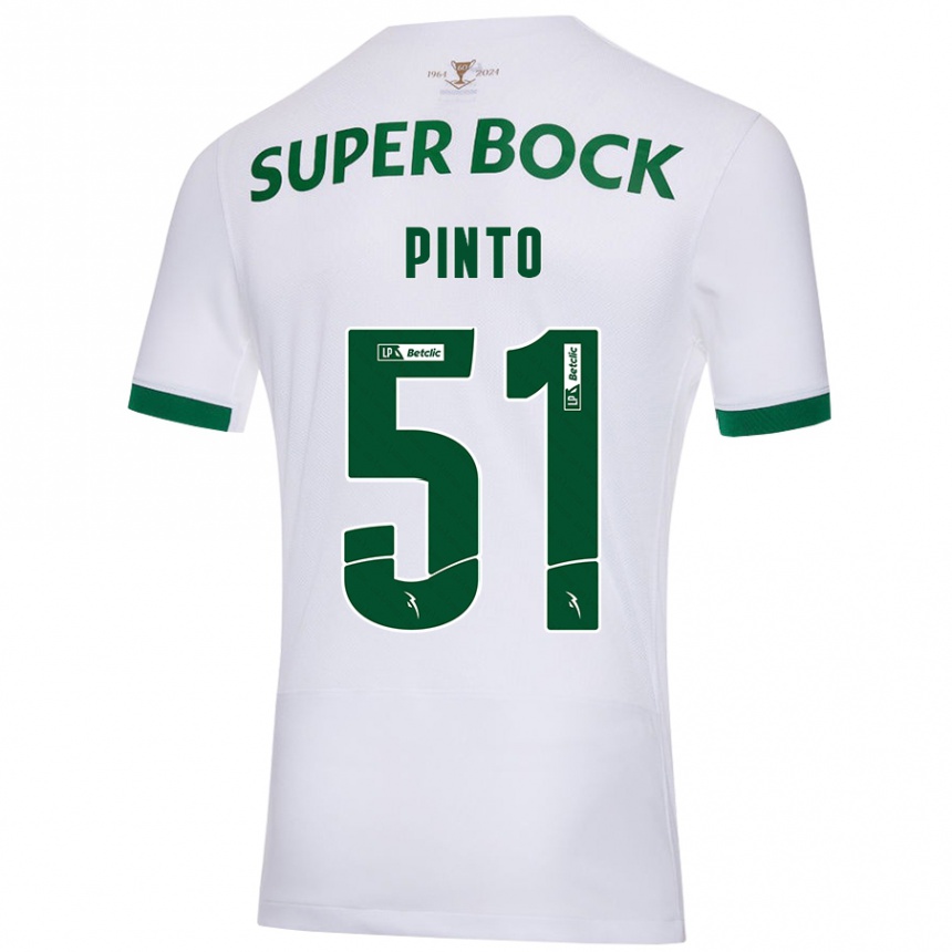 Men Football Diogo Pinto #51 White Green Away Jersey 2024/25 T-Shirt Uk