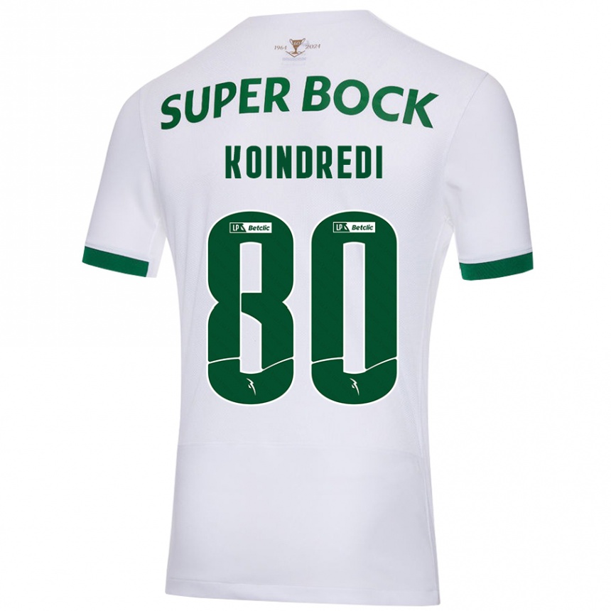 Men Football Koba Koindredi #80 White Green Away Jersey 2024/25 T-Shirt Uk