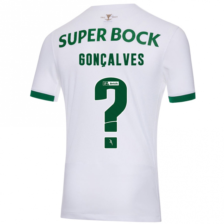 Men Football Flávio Gonçalves #0 White Green Away Jersey 2024/25 T-Shirt Uk