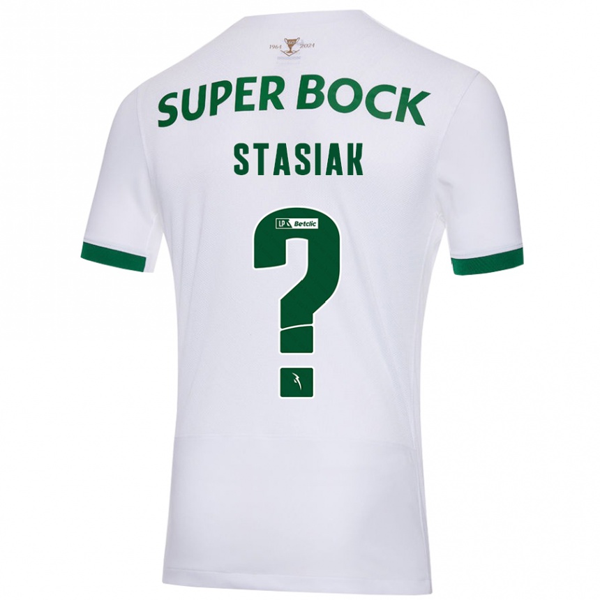 Men Football Jakub Stasiak #0 White Green Away Jersey 2024/25 T-Shirt Uk