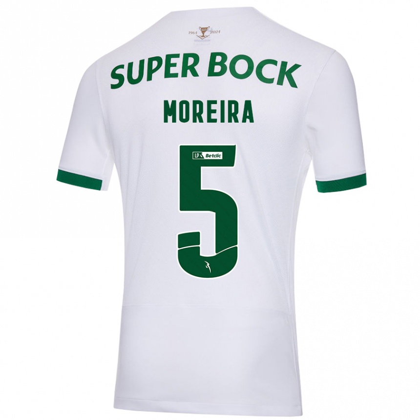 Men Football David Moreira #5 White Green Away Jersey 2024/25 T-Shirt Uk