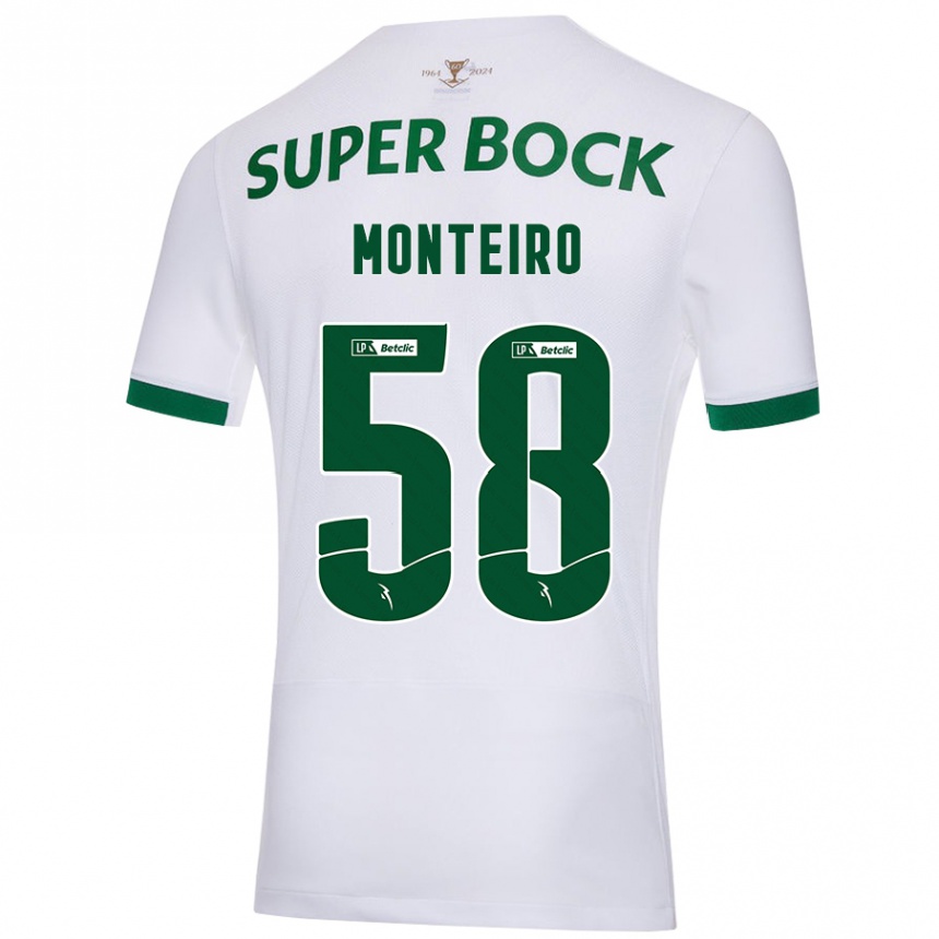 Men Football David Monteiro #58 White Green Away Jersey 2024/25 T-Shirt Uk