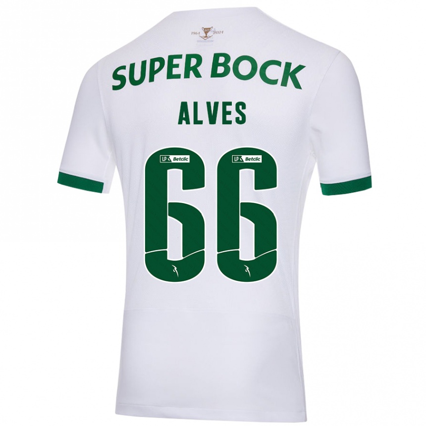 Men Football Miguel Alves #66 White Green Away Jersey 2024/25 T-Shirt Uk