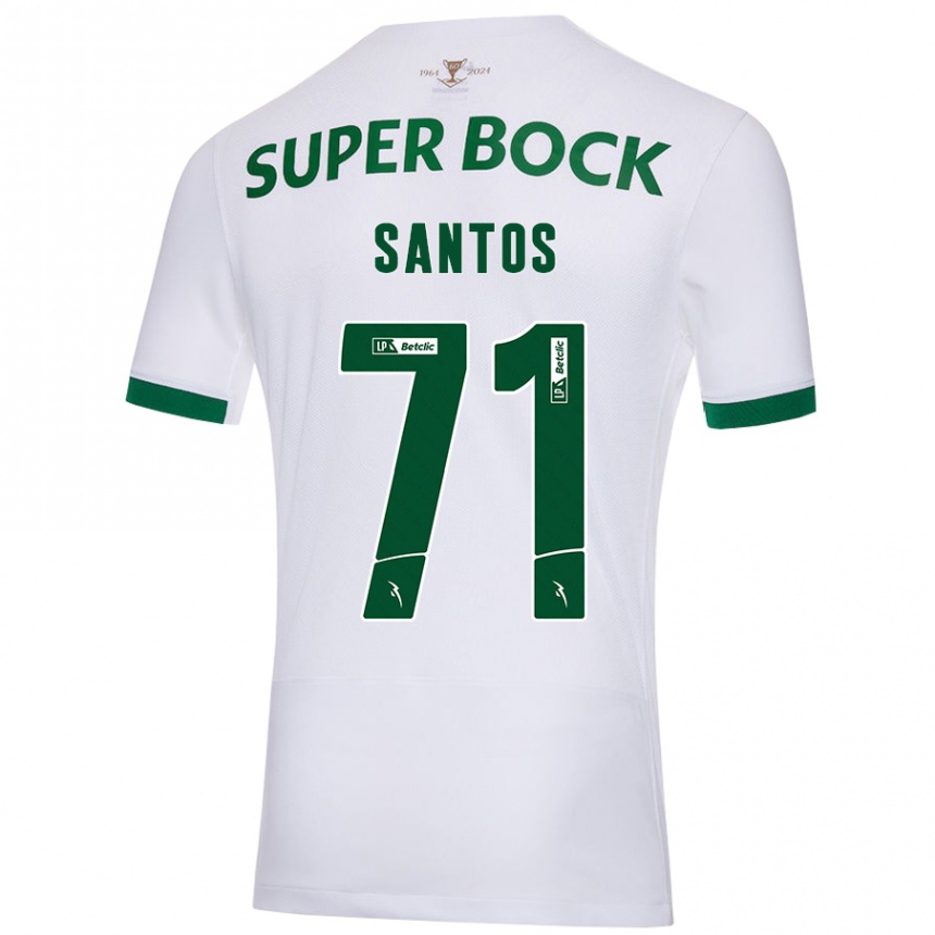 Men Football Denilson Santos #71 White Green Away Jersey 2024/25 T-Shirt Uk