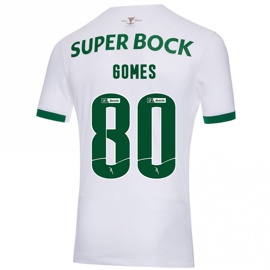 Men Football Luís Gomes #80 White Green Away Jersey 2024/25 T-Shirt Uk