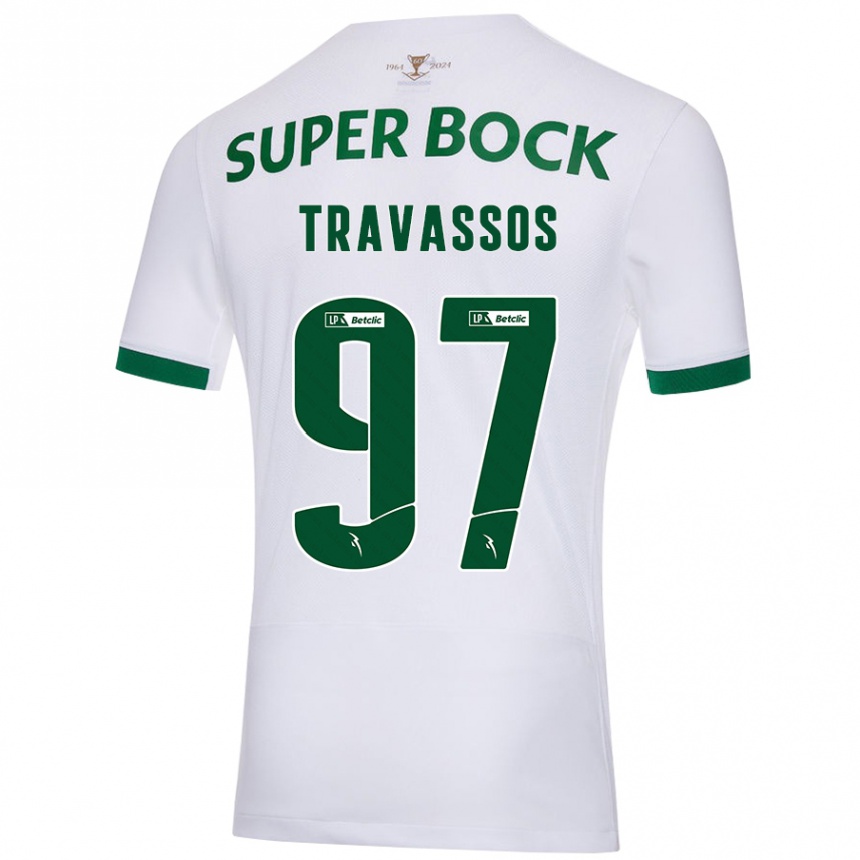 Men Football Travassos #97 White Green Away Jersey 2024/25 T-Shirt Uk