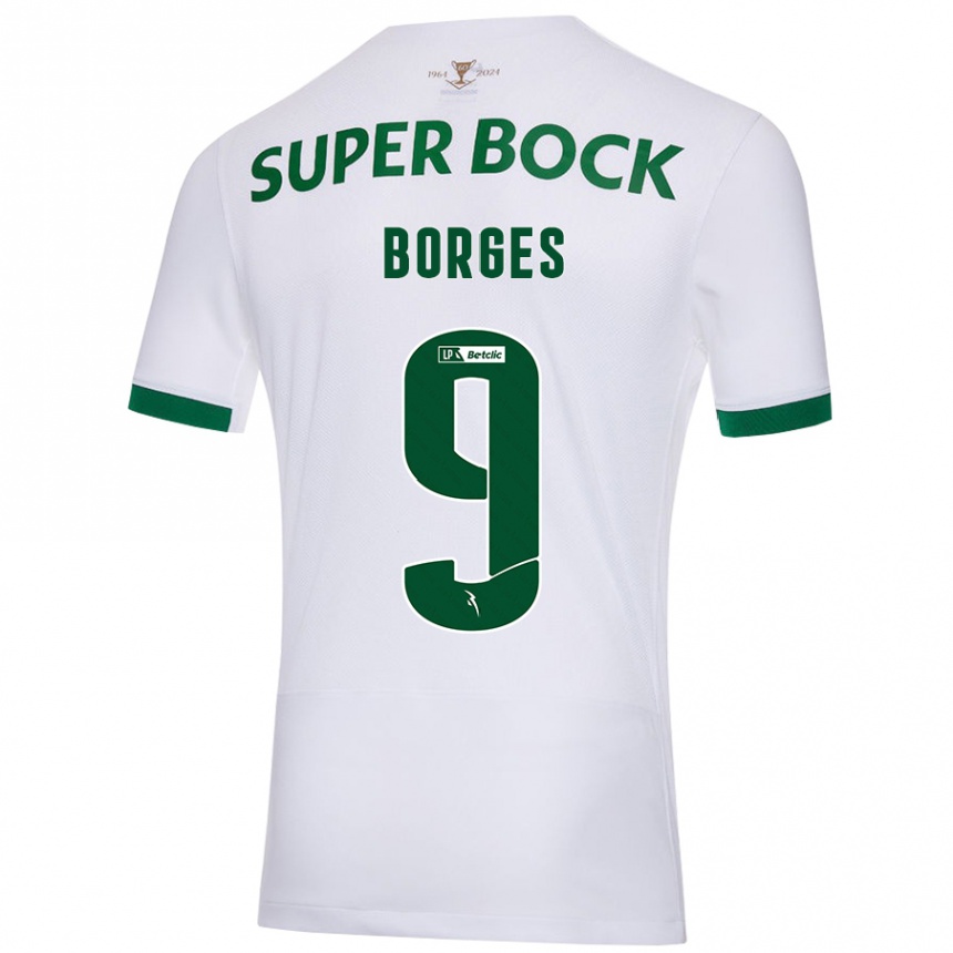 Men Football Ana Borges #9 White Green Away Jersey 2024/25 T-Shirt Uk