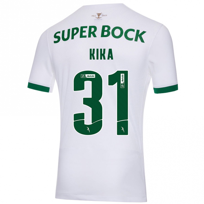 Men Football Kika #31 White Green Away Jersey 2024/25 T-Shirt Uk