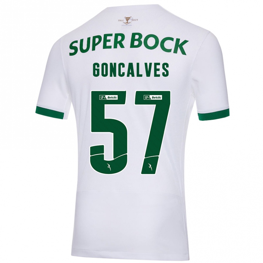 Men Football Inês Gonçalves #57 White Green Away Jersey 2024/25 T-Shirt Uk