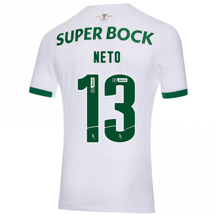 Men Football Luís Neto #13 White Green Away Jersey 2024/25 T-Shirt Uk