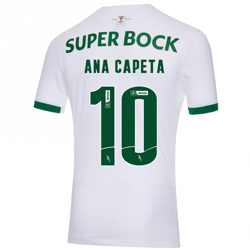 Men Football Ana Capeta #10 White Green Away Jersey 2024/25 T-Shirt Uk